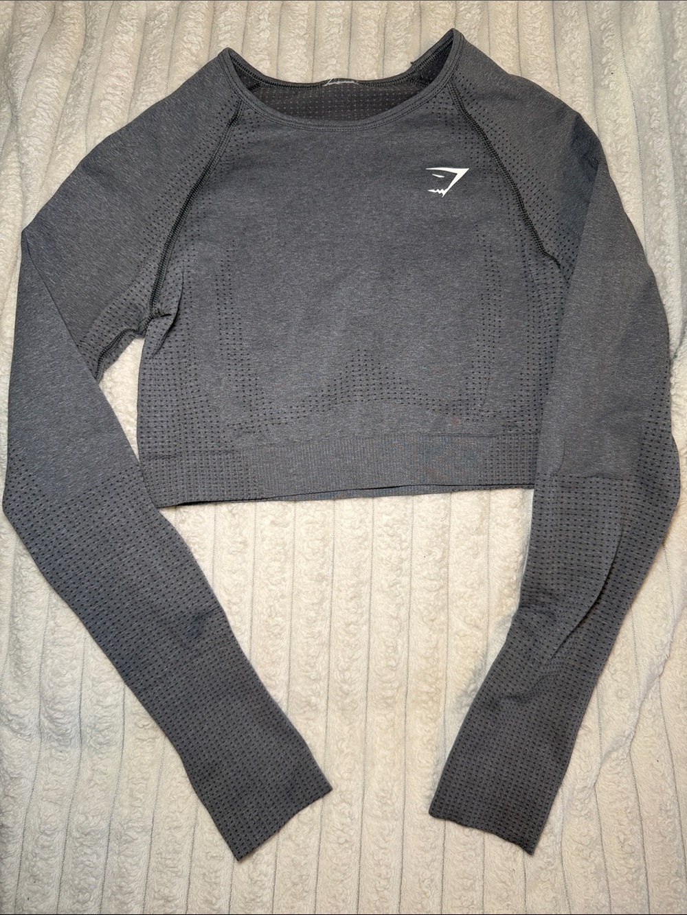 Gymshark Charcoal Gray Seamless Cropped Long Sleeve Top